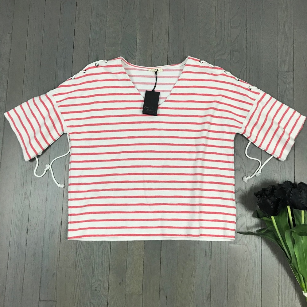NWT Jane and Delancey Short Sleeve Lace-Up Shirt